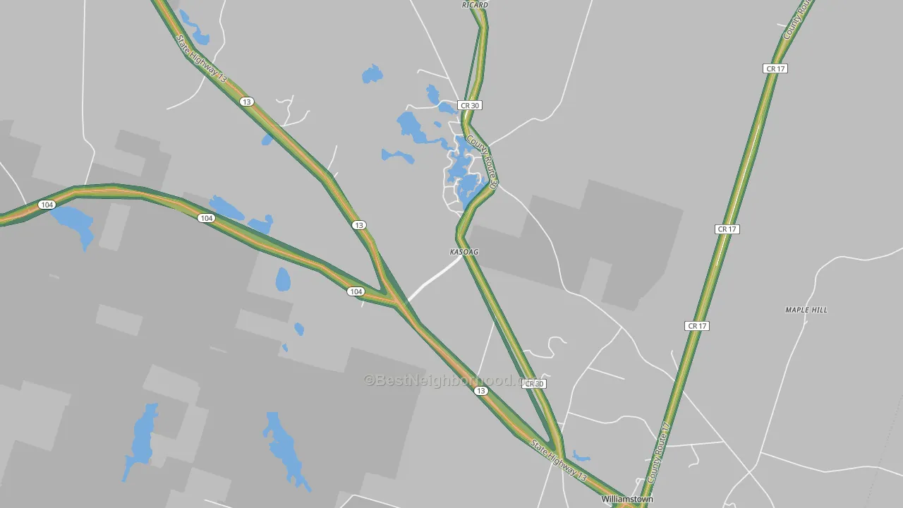 Kasoag, NY Map of Noise Levels in Kasoag