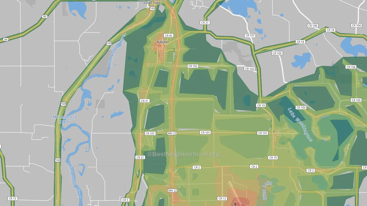 Kasota, MN Map of Noise Levels in Kasota