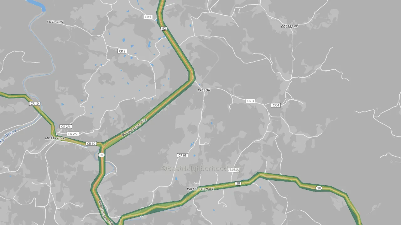 Kasson, WV Map of Noise Levels in Kasson