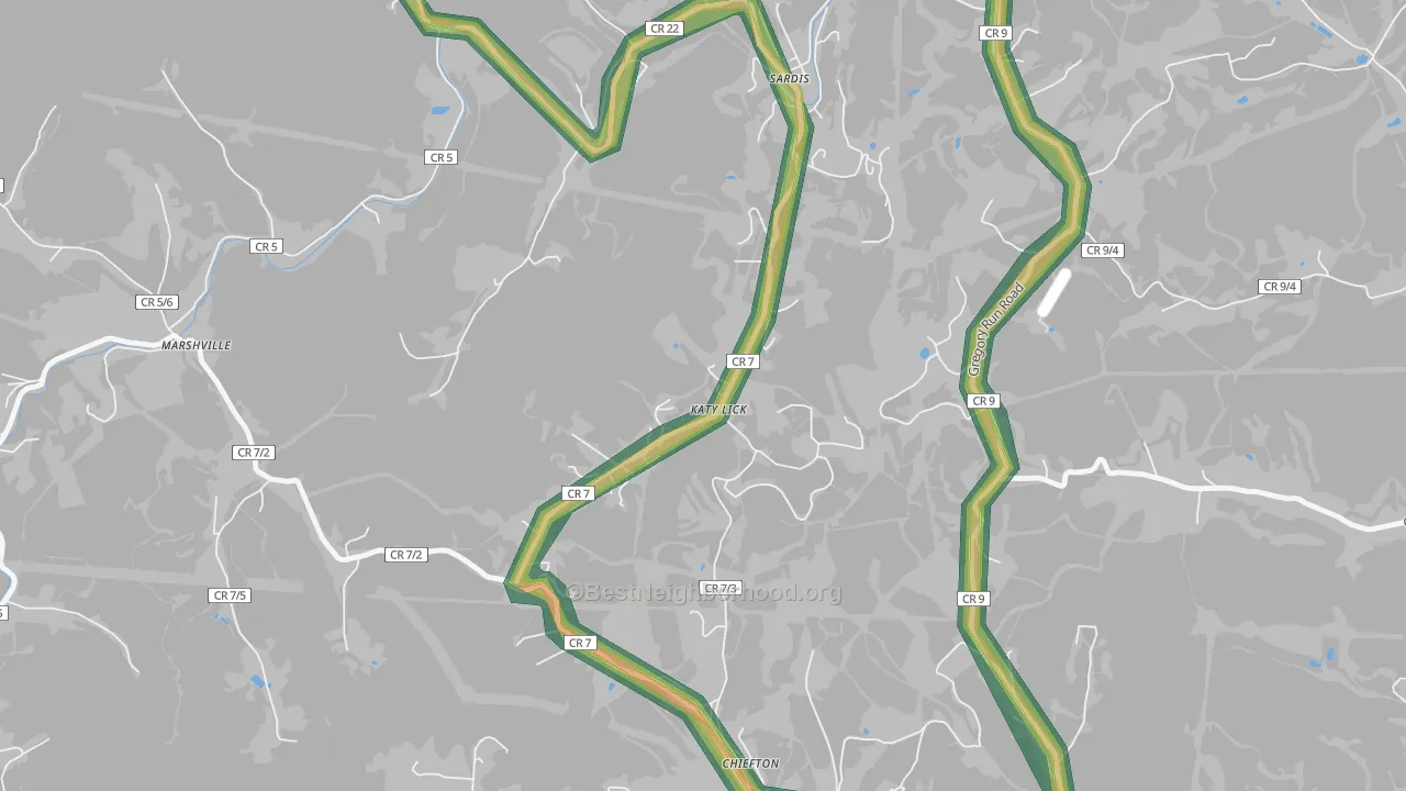 Katy Lick, WV Map of Noise Levels in Katy Lick