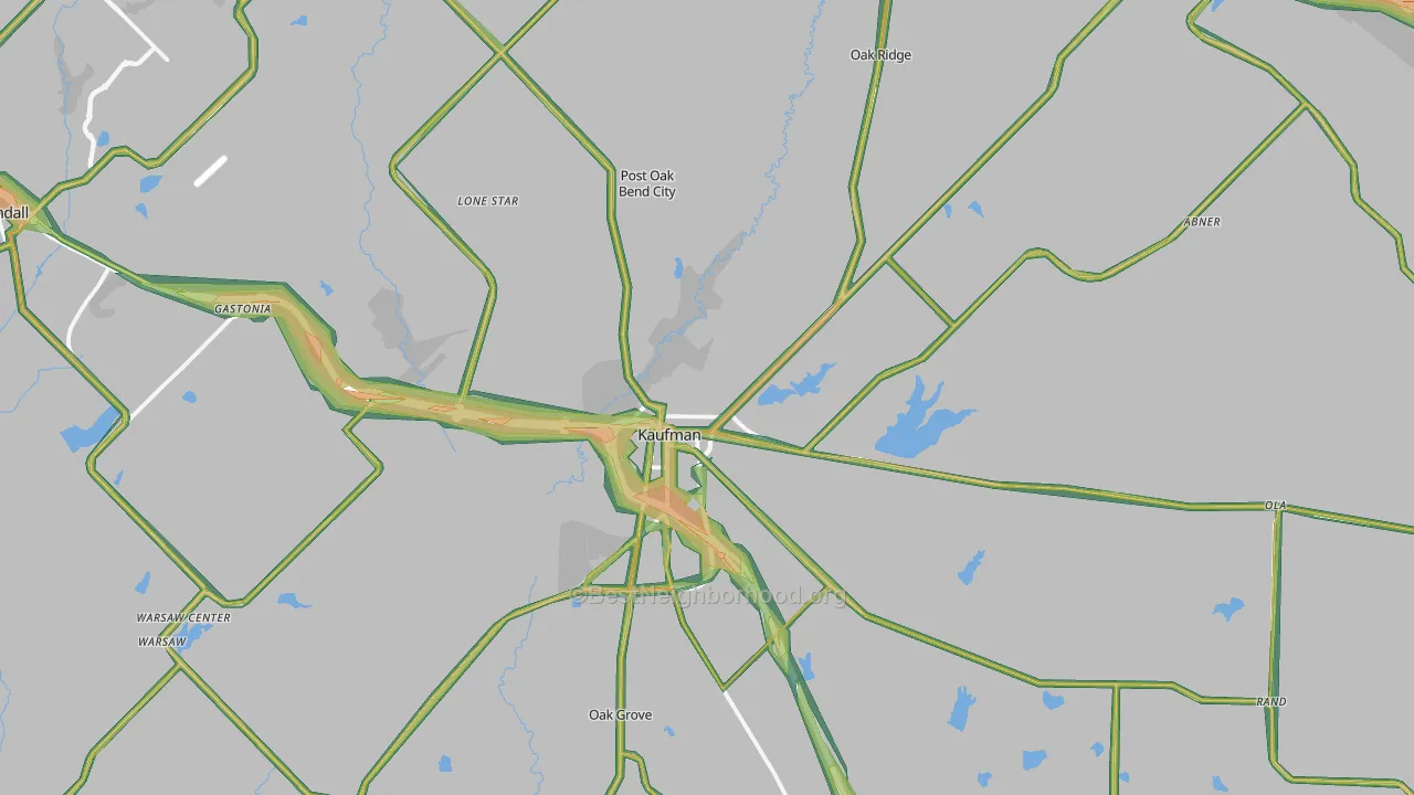 Kaufman, TX Map of Noise Levels in Kaufman