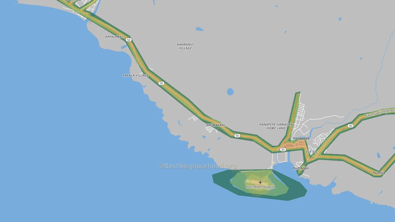 Kaumakani, HI Map of Noise Levels in Kaumakani