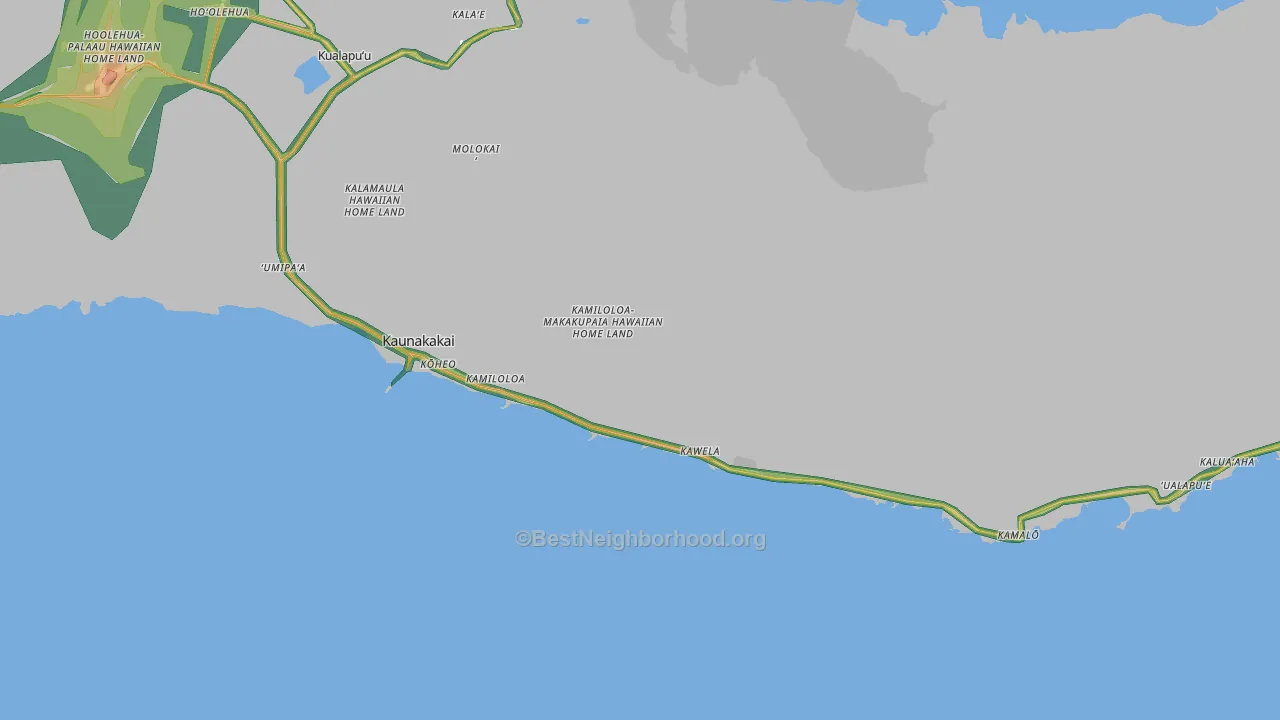 Kaunakakai, HI Map of Noise Levels in Kaunakakai