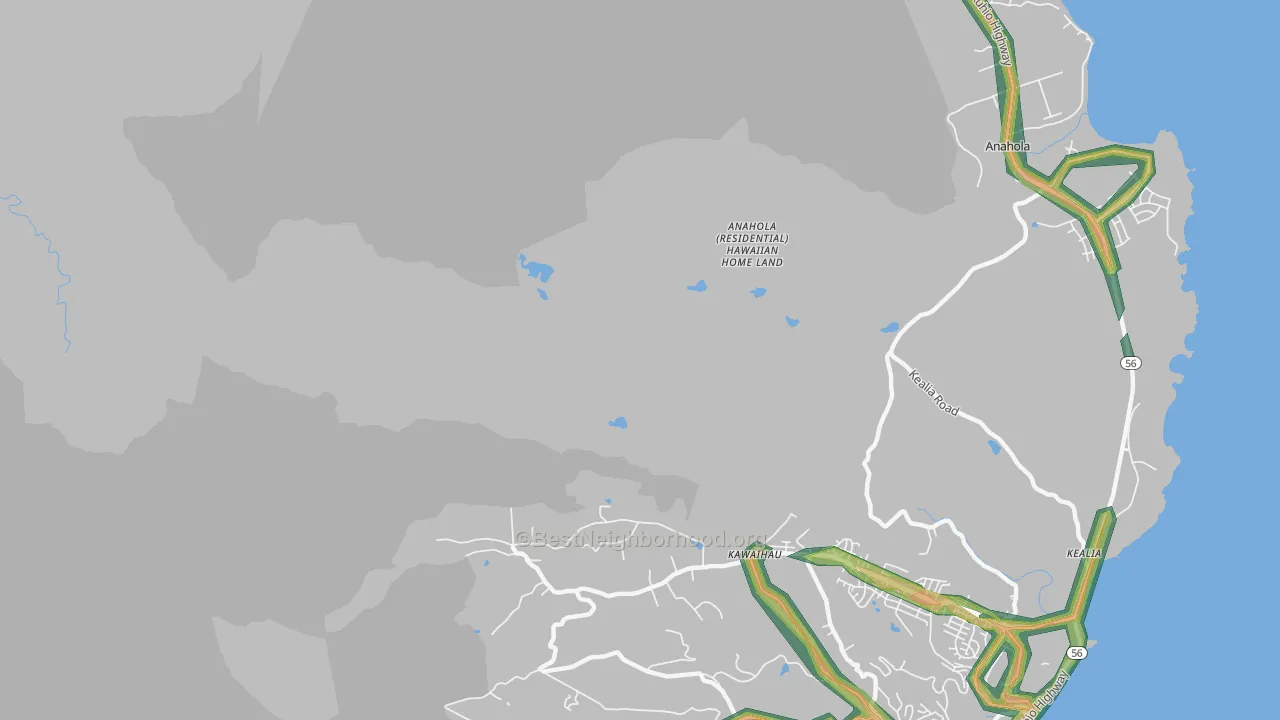 Kawaihau, HI Map of Noise Levels in Kawaihau