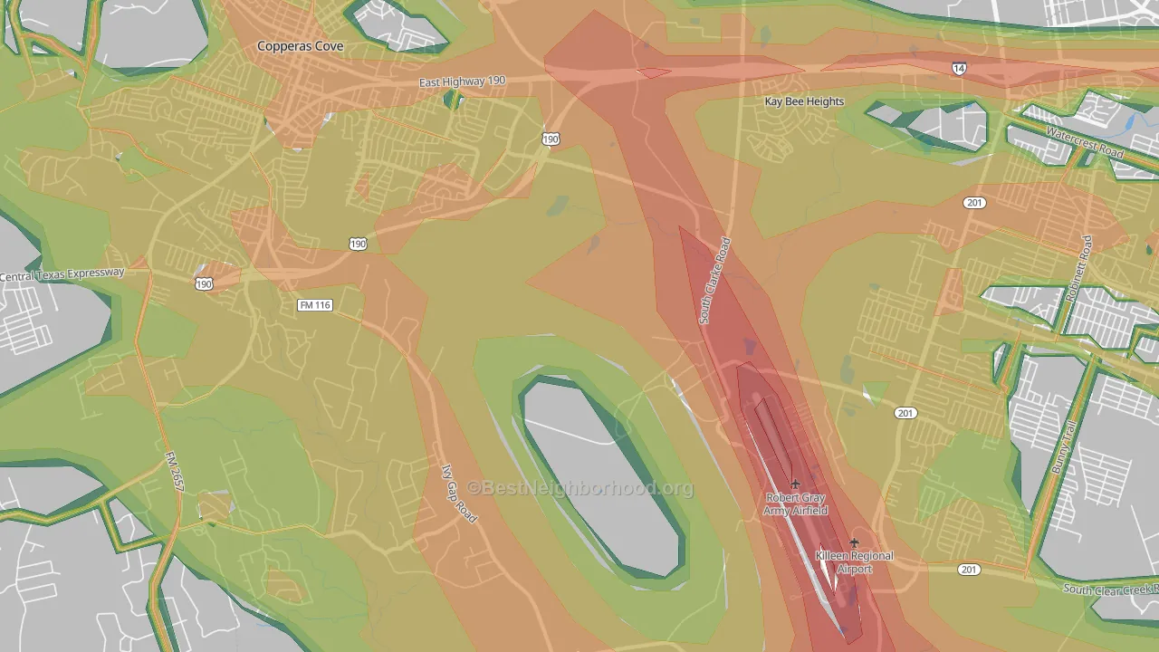 Kay Bee Heights, TX Map of Noise Levels in Kay Bee Heights