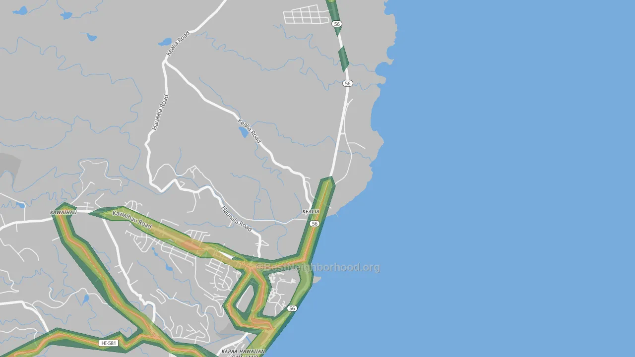 Kealia, HI Map of Noise Levels in Kealia