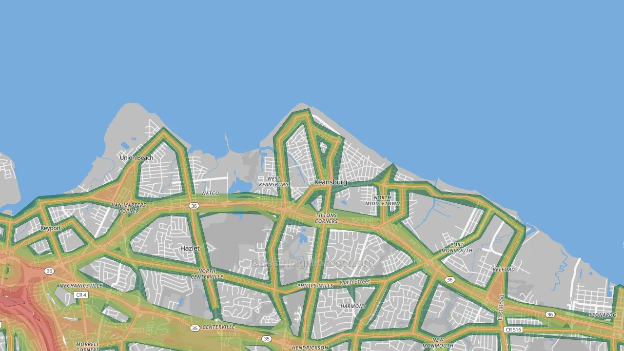 Keansburg, NJ Map of Noise Levels in Keansburg