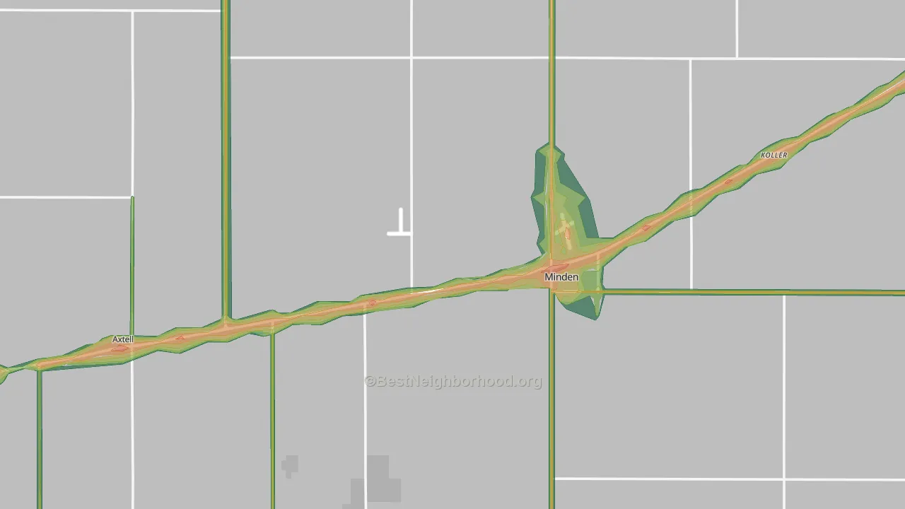 Kearney County, NE Map of Noise Levels in Kearney County