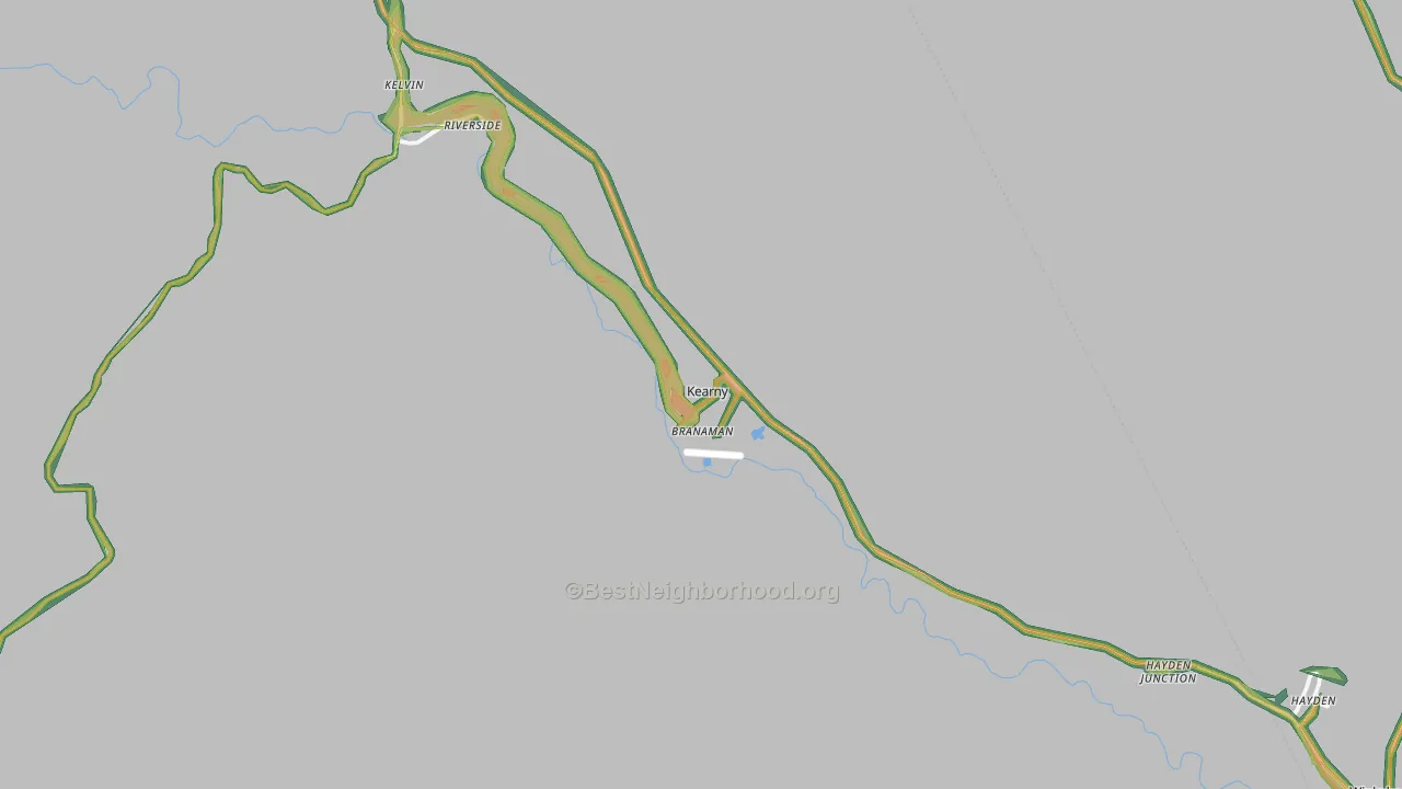 Kearny, AZ Map of Noise Levels in Kearny