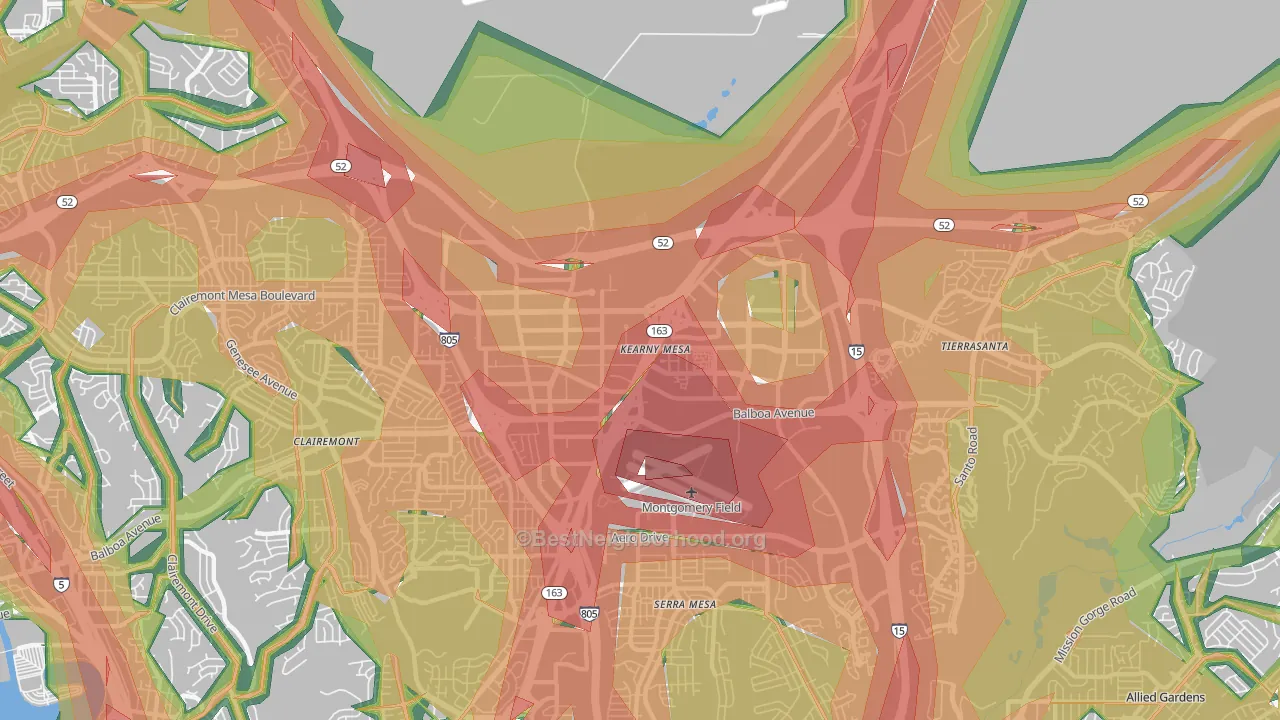Kearny Mesa, San Diego, CA Map of Noise Levels in Kearny Mesa