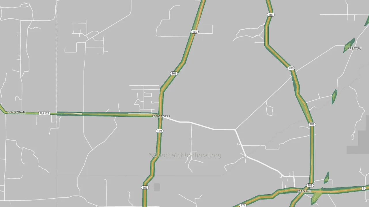 Keatchie, LA Map of Noise Levels in Keatchie