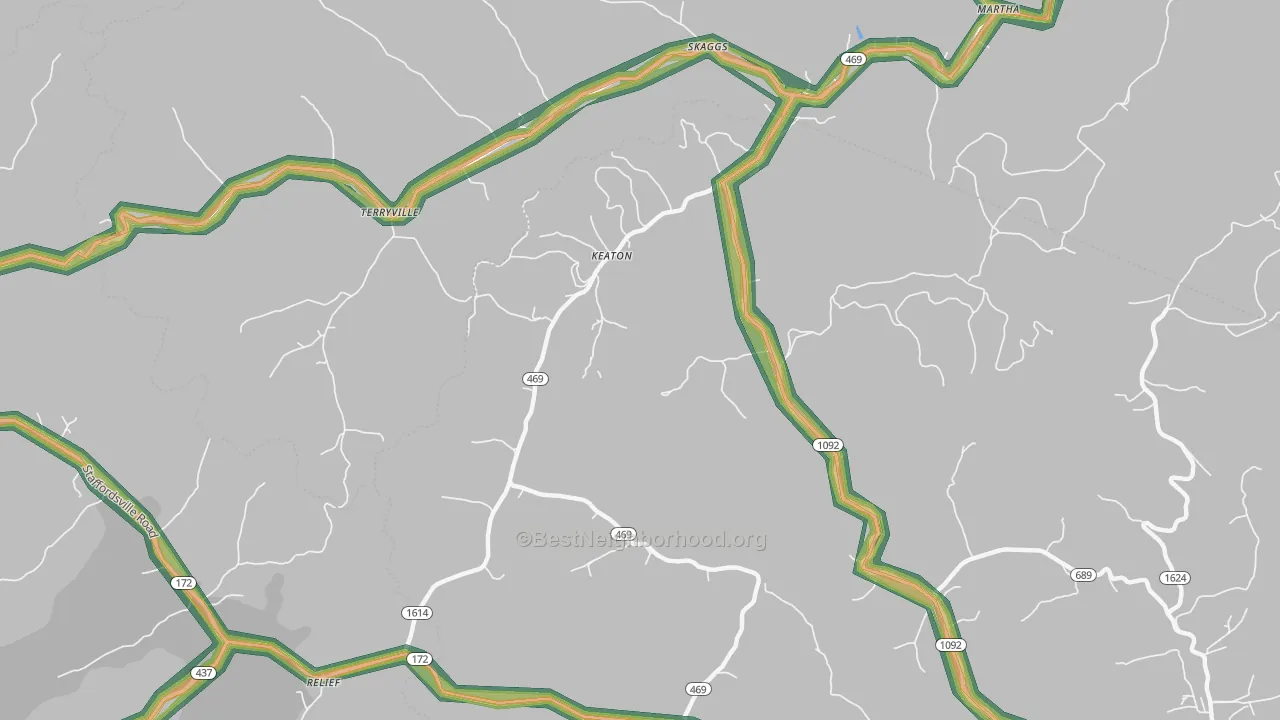 Keaton, KY Map of Noise Levels in Keaton