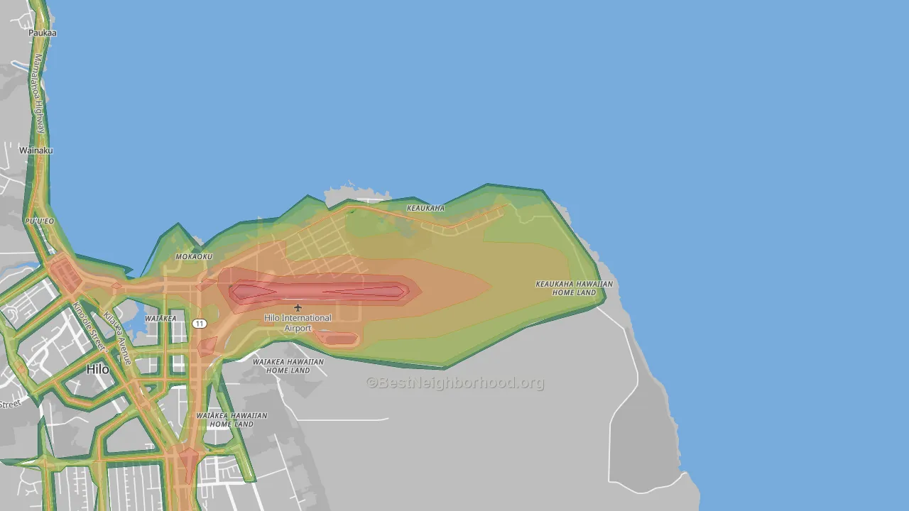 Keaukaha, HI Map of Noise Levels in Keaukaha