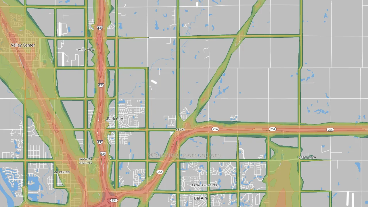 Kechi, KS Map of Noise Levels in Kechi