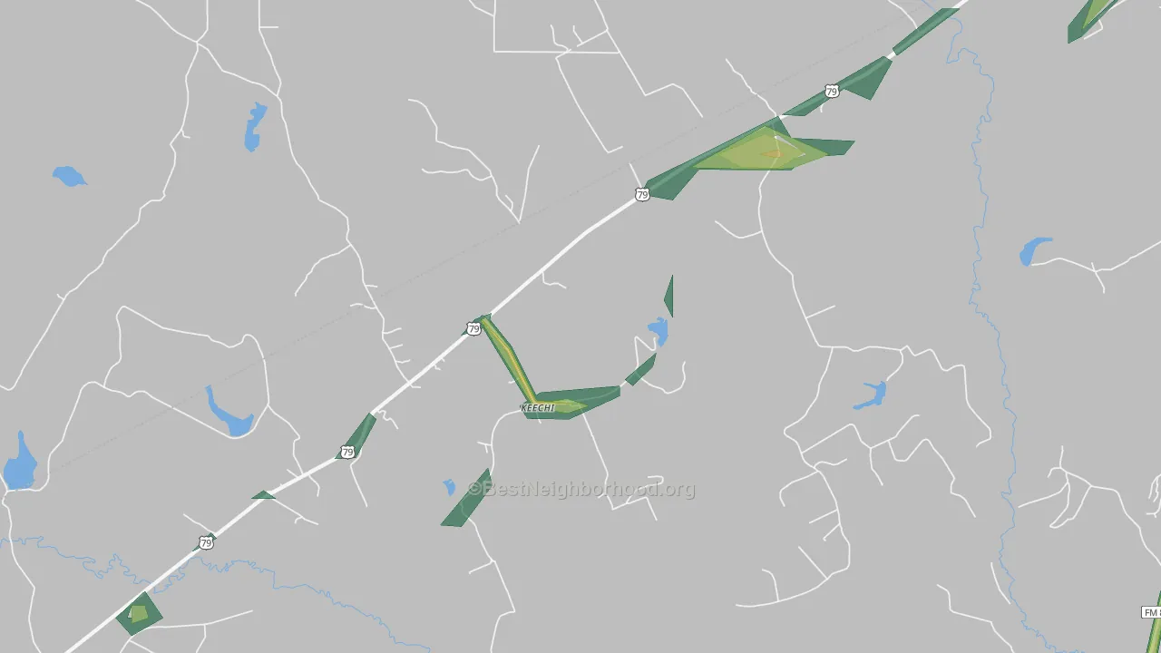 Keechi, TX Map of Noise Levels in Keechi