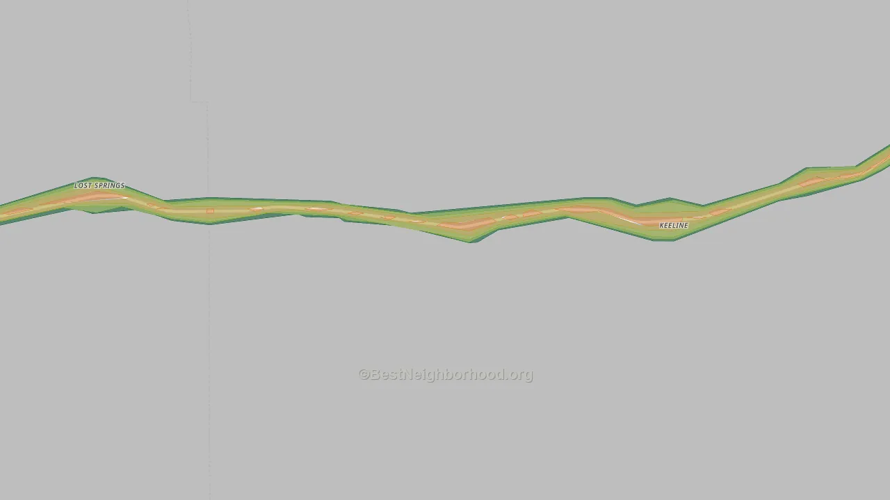 Keeline, WY Map of Noise Levels in Keeline