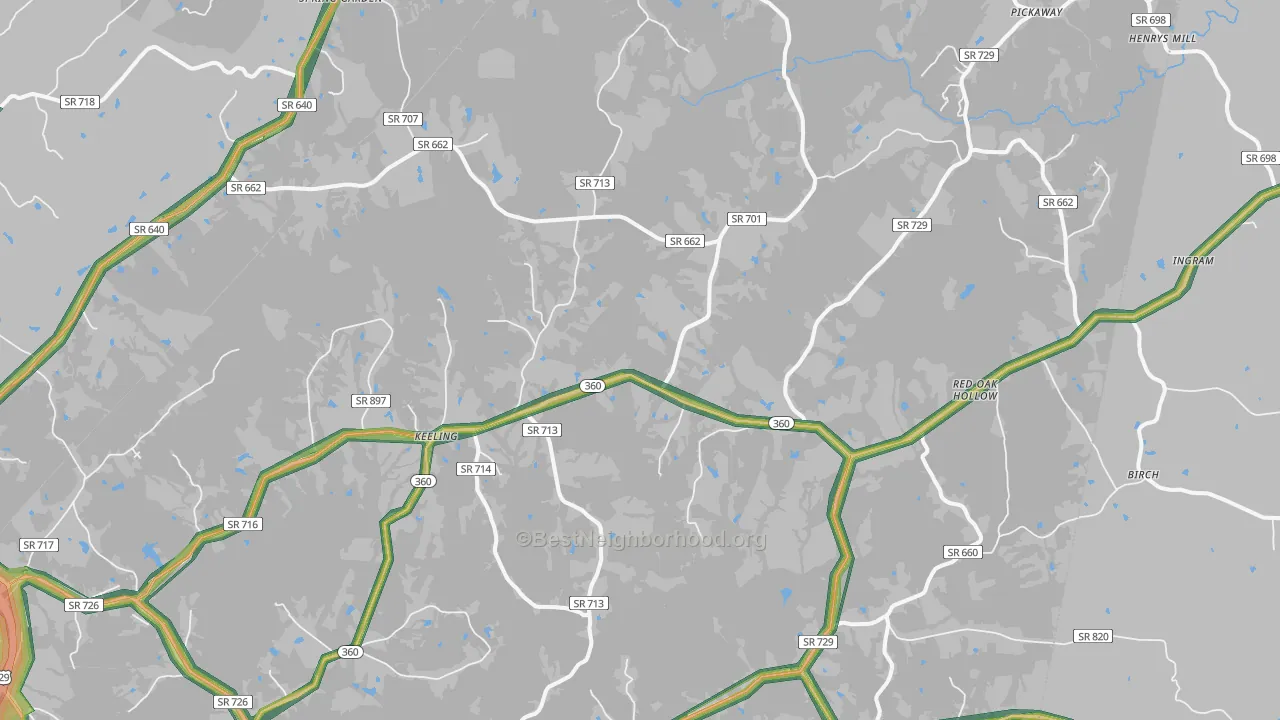 Keeling, VA Map of Noise Levels in Keeling