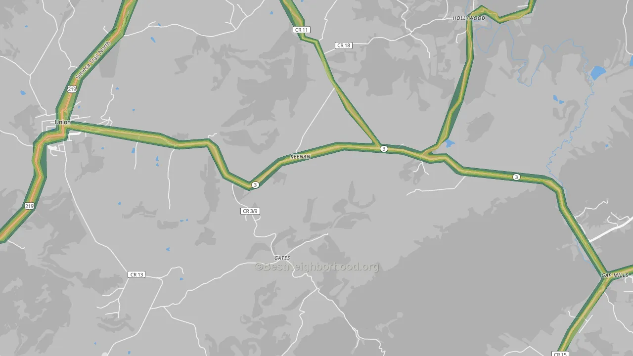 Keenan, WV Map of Noise Levels in Keenan
