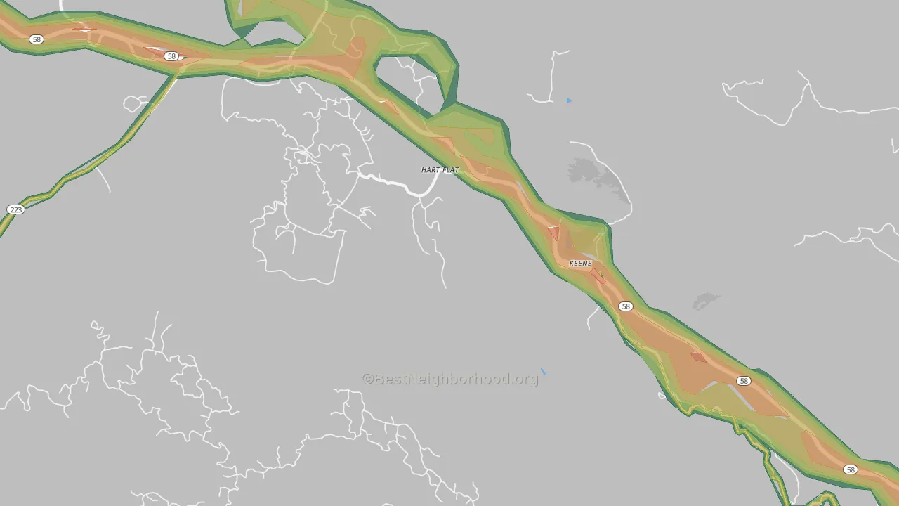 Keene, CA Map of Noise Levels in Keene