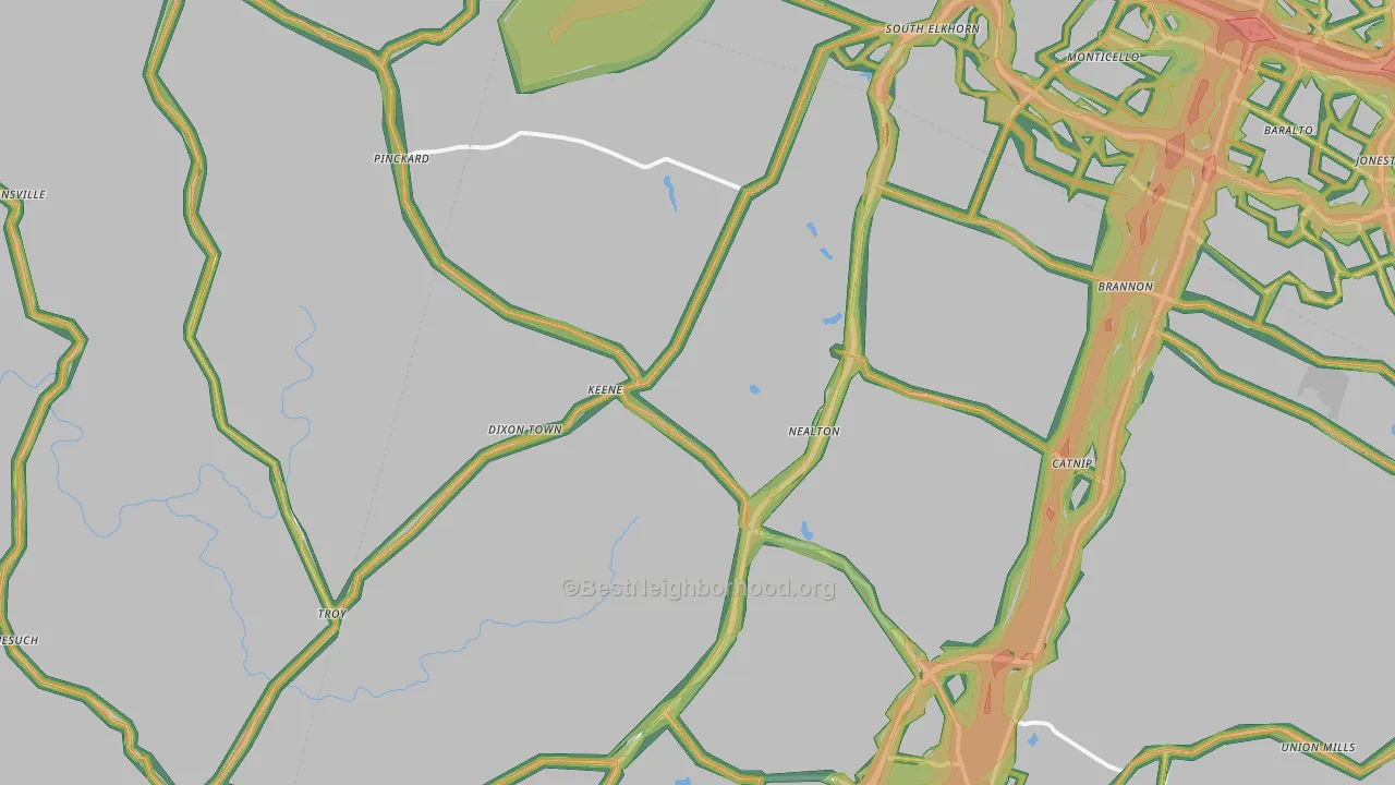 Keene, KY Map of Noise Levels in Keene