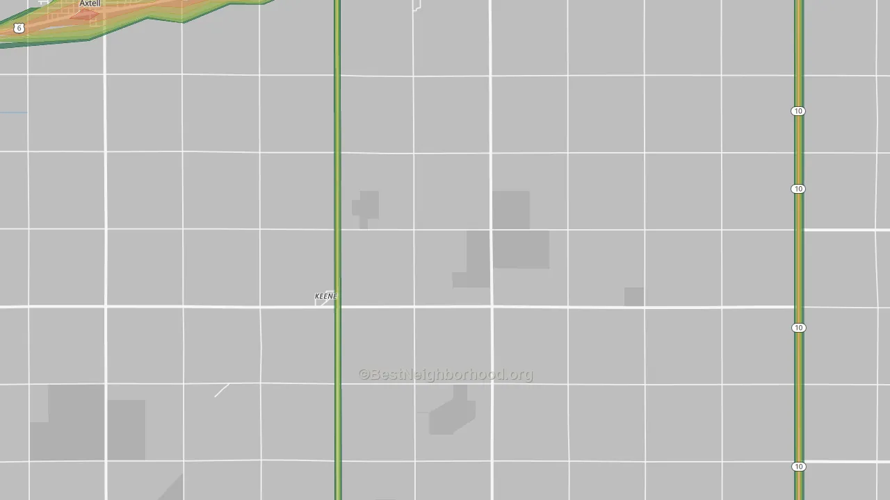 Keene, NE Map of Noise Levels in Keene