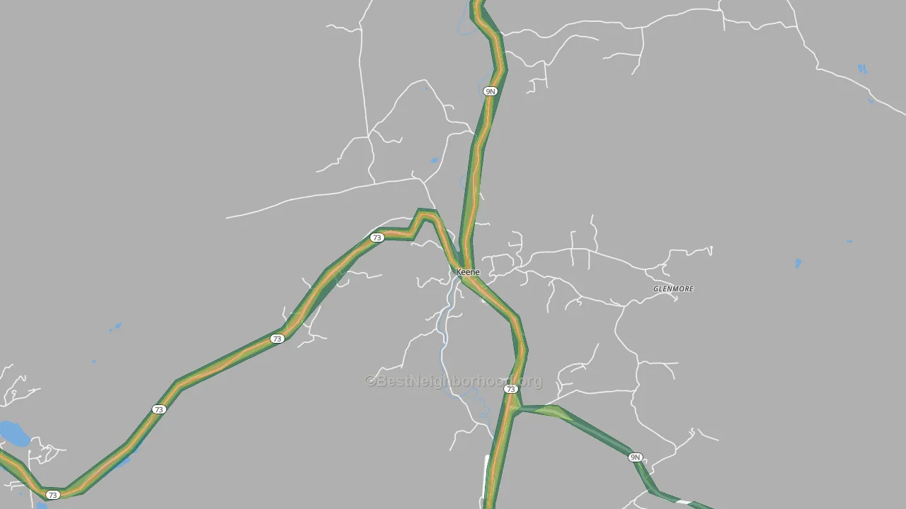 Keene, NY Map of Noise Levels in Keene