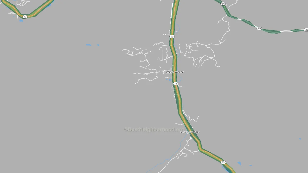 Keene Valley, NY Map of Noise Levels in Keene Valley