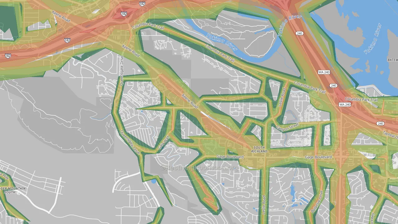 Keene Valley, Richland, WA Map of Noise Levels in Keene Valley