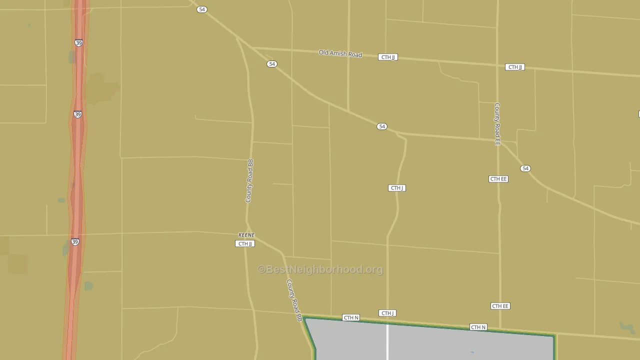 Keene, WI Map of Noise Levels in Keene
