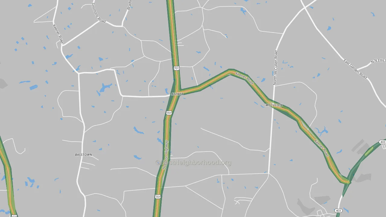 Keener, NC Map of Noise Levels in Keener