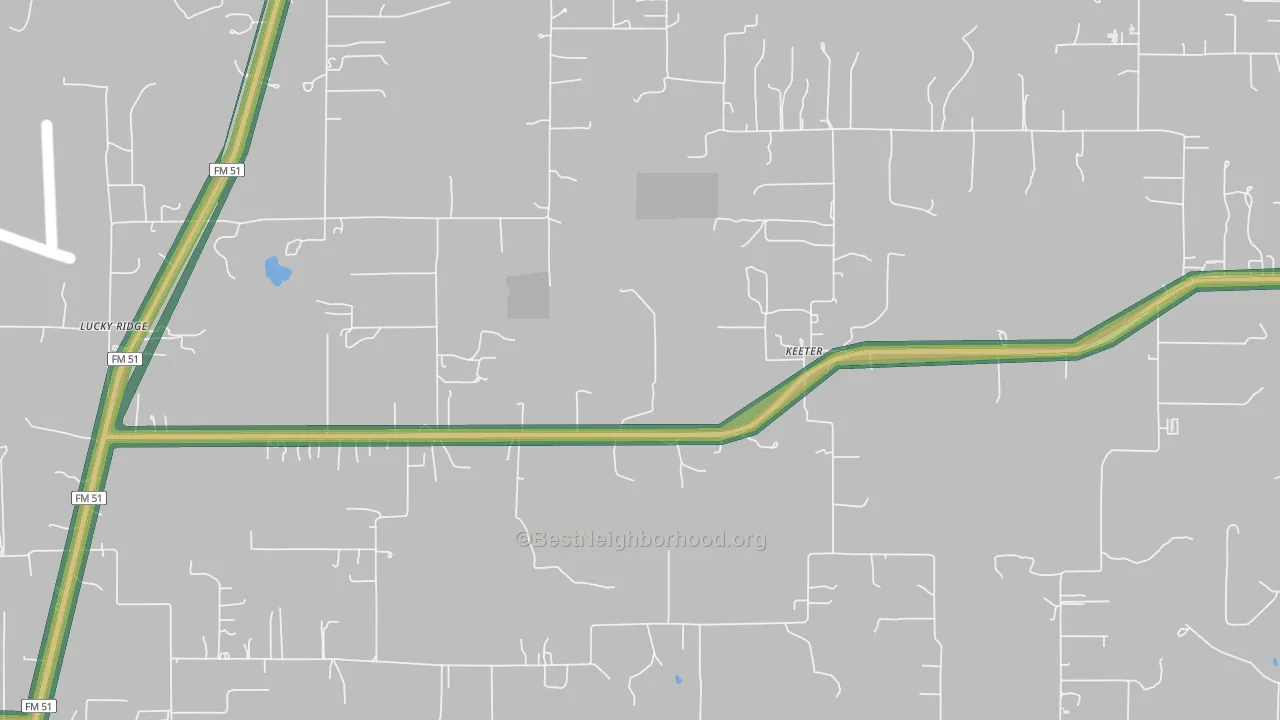 Keeter, TX Map of Noise Levels in Keeter