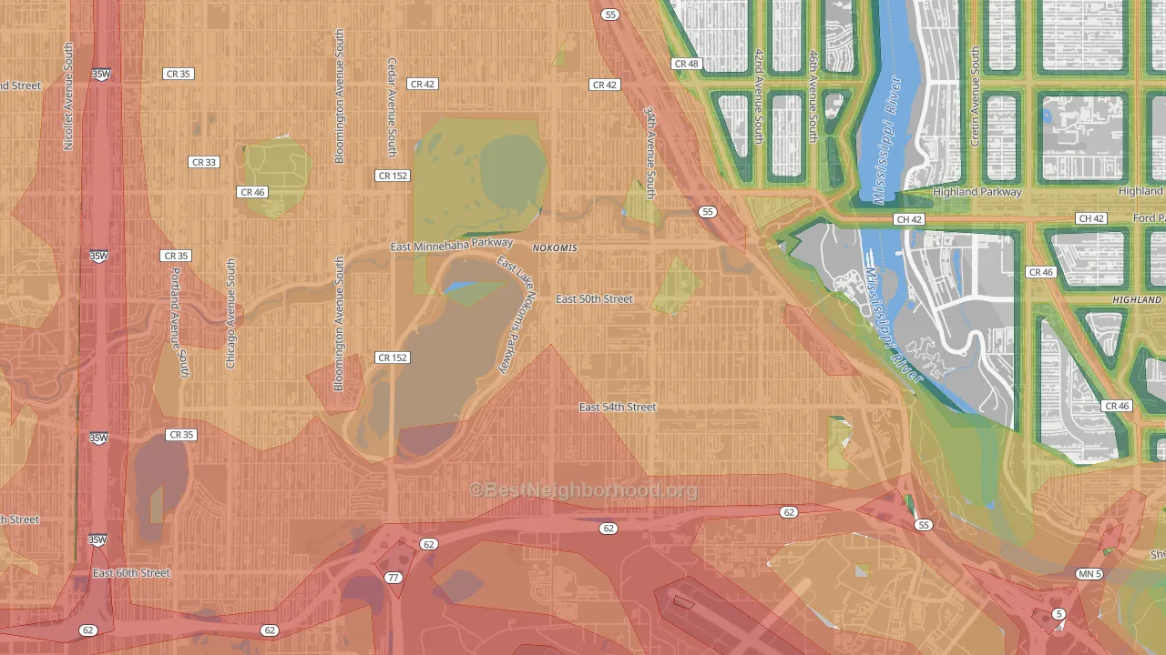 Keewaydin, Minneapolis, MN Map of Noise Levels in Keewaydin