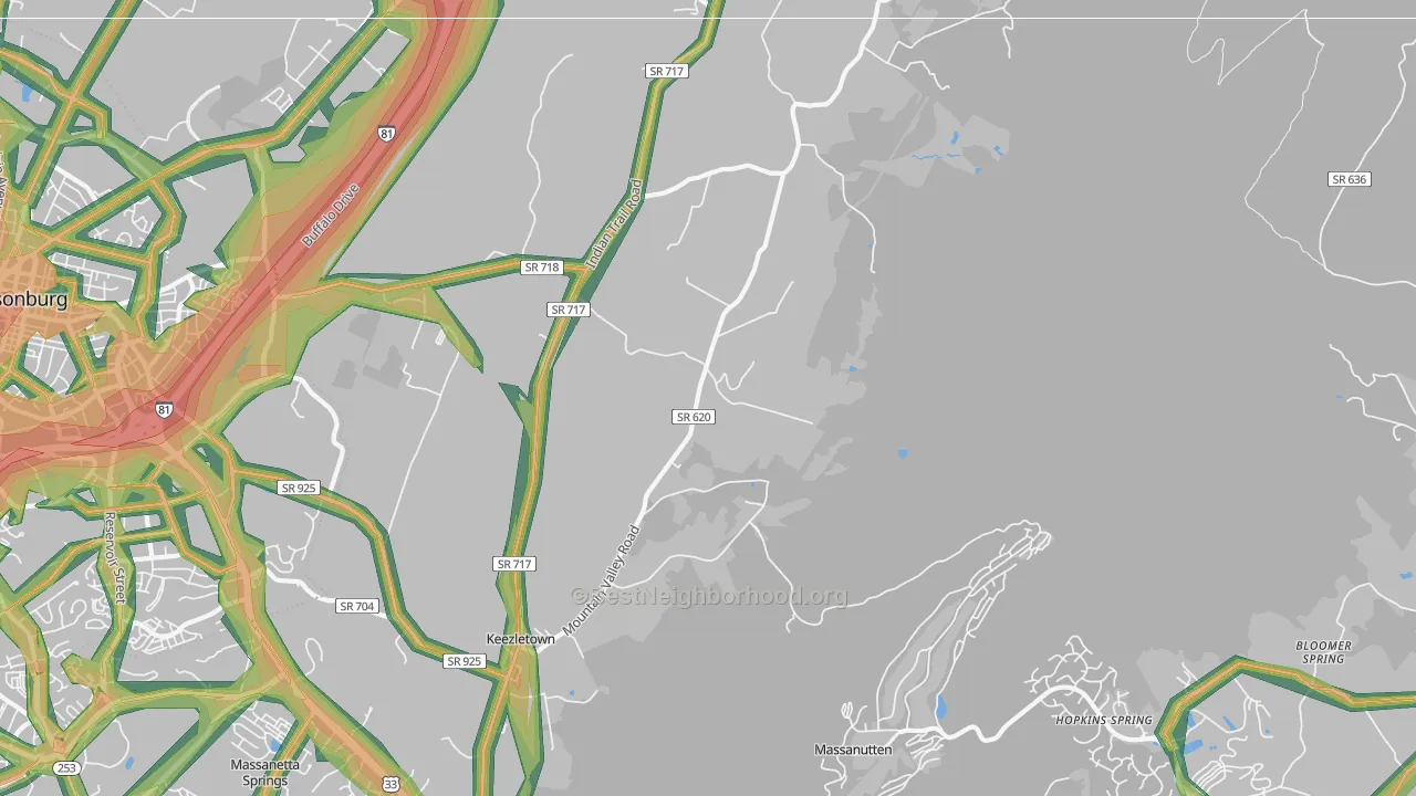 Keezletown, VA Map of Noise Levels in Keezletown