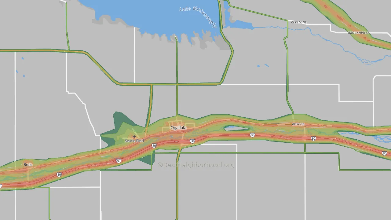 Keith County, NE Map of Noise Levels in Keith County