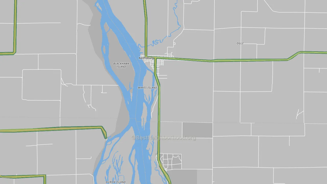 Keithsburg, IL Map of Noise Levels in Keithsburg