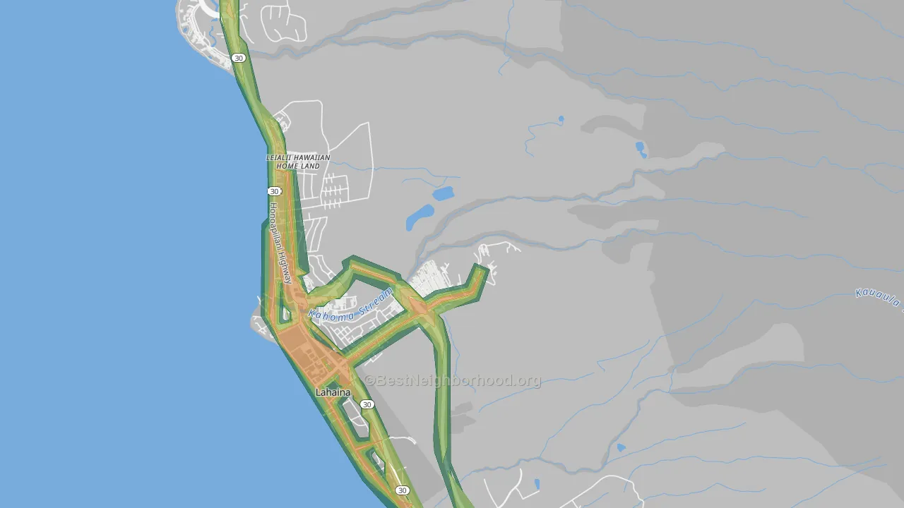 Kelawea, HI Map of Noise Levels in Kelawea