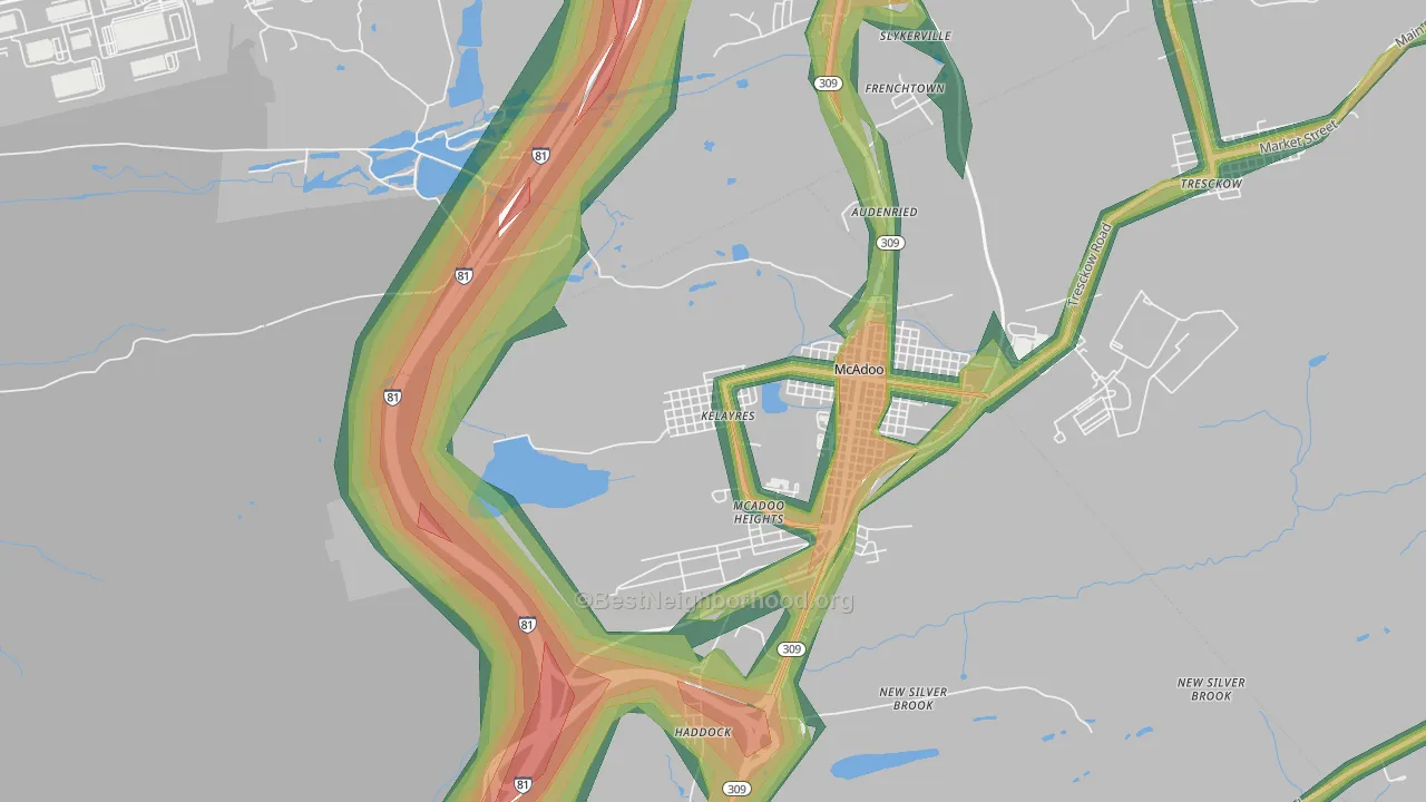 Kelayres, PA Map of Noise Levels in Kelayres