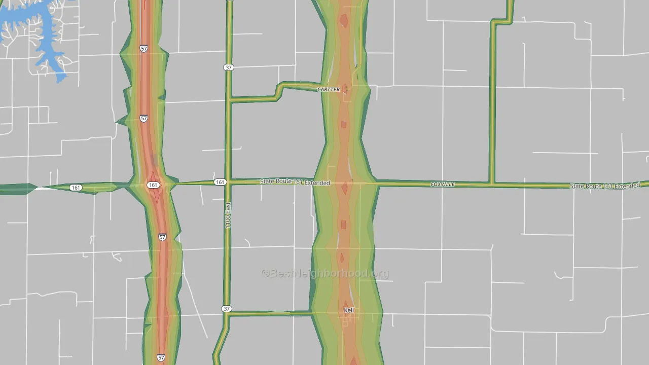 Kell, IL Map of Noise Levels in Kell