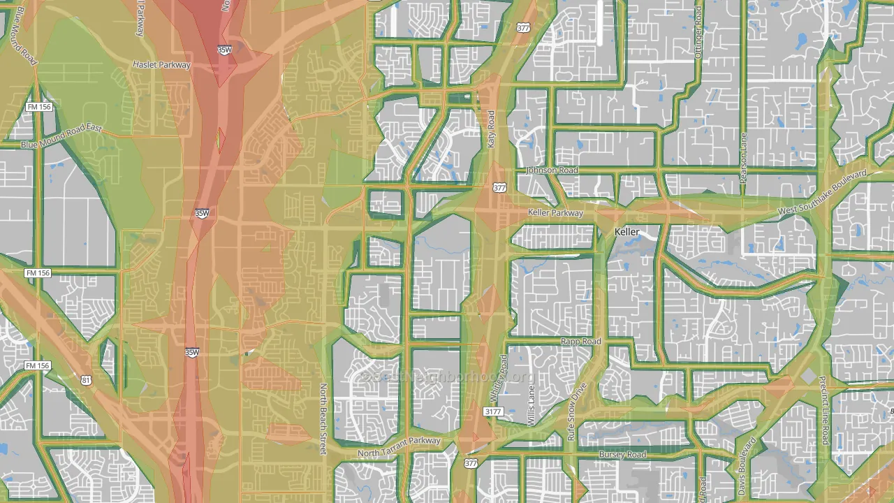 Keller, TX Map of Noise Levels in Keller