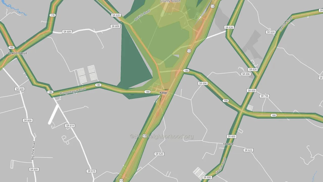 Keller, VA Map of Noise Levels in Keller