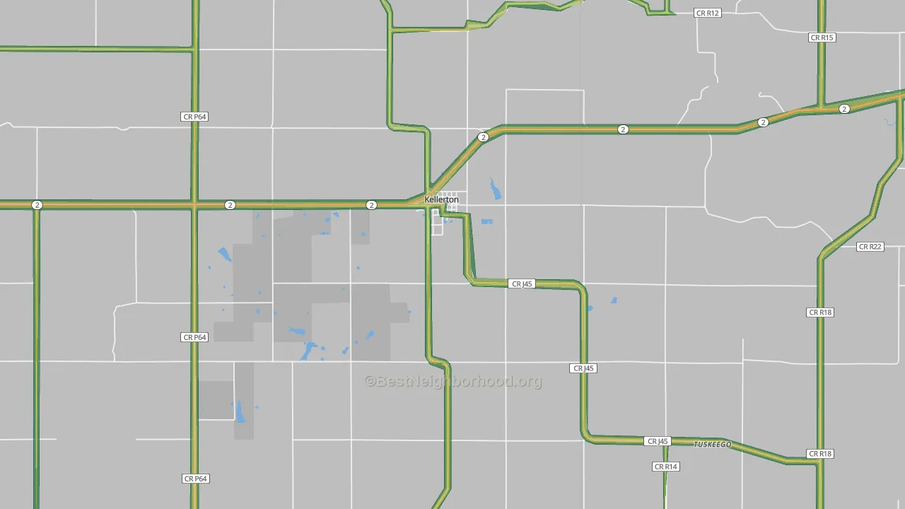 Kellerton, IA Map of Noise Levels in Kellerton