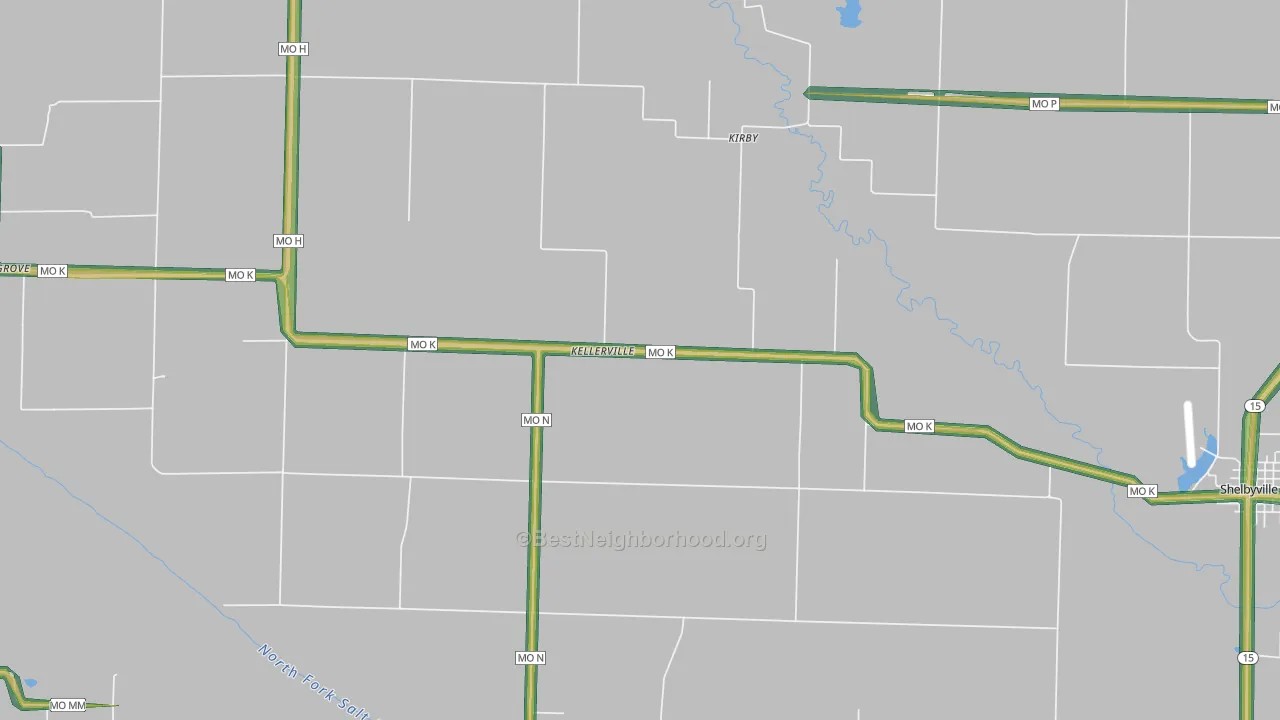 Kellerville, MO Map of Noise Levels in Kellerville