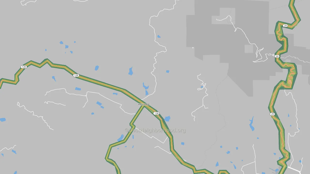 Kellog, CA Map of Noise Levels in Kellog