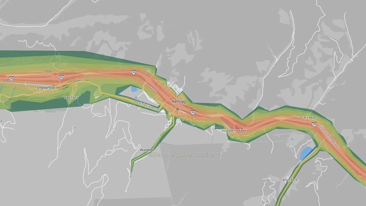 Kellogg, ID Map of Noise Levels in Kellogg
