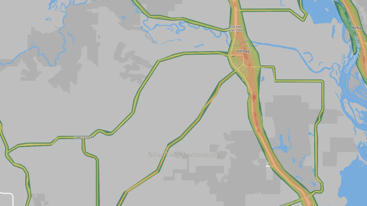 Kellogg, MN Map of Noise Levels in Kellogg