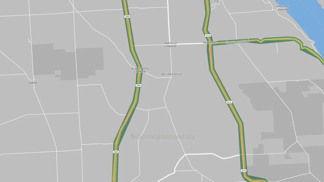 Kelloggsville, NY Map of Noise Levels in Kelloggsville