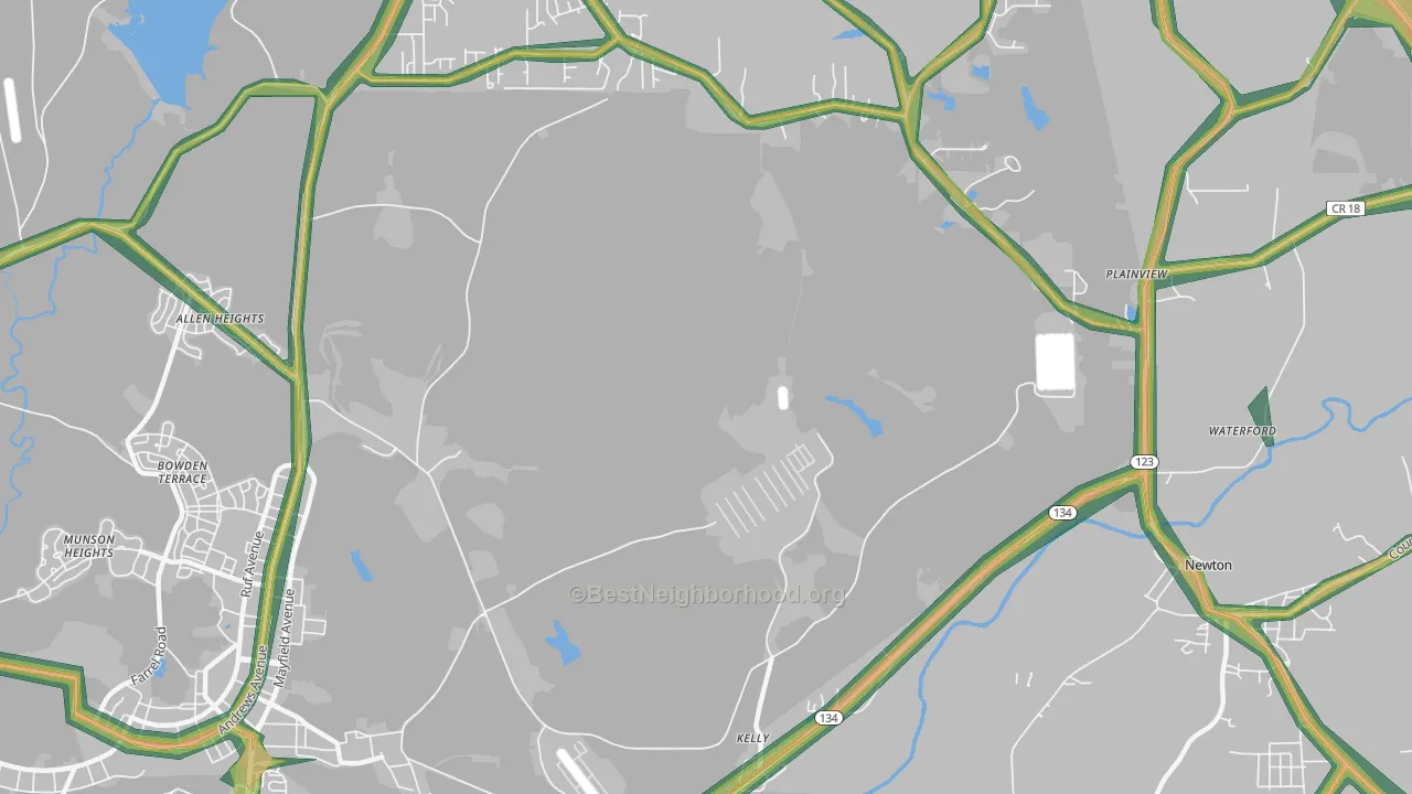Kelly, AL Map of Noise Levels in Kelly