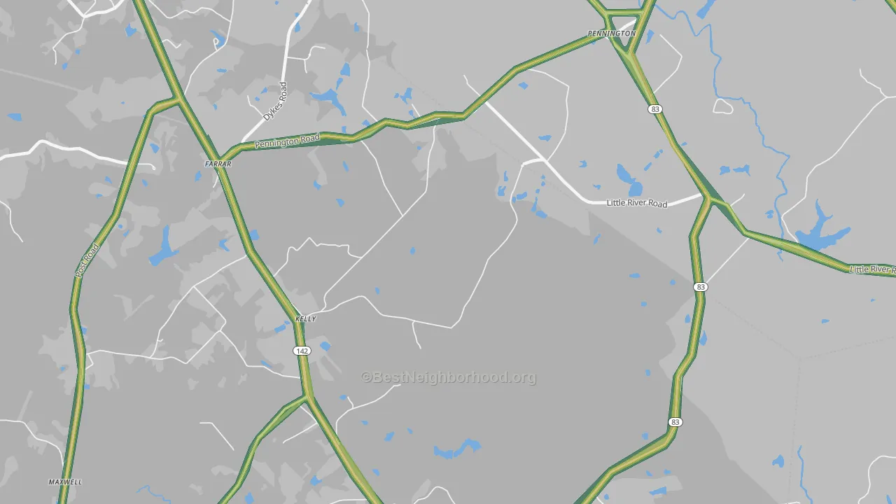 Kelly, GA Map of Noise Levels in Kelly