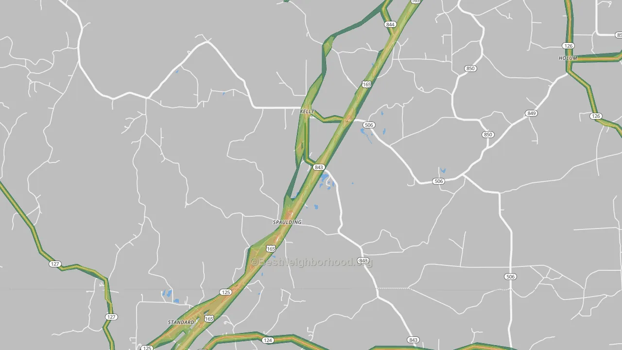 Kelly, LA Map of Noise Levels in Kelly
