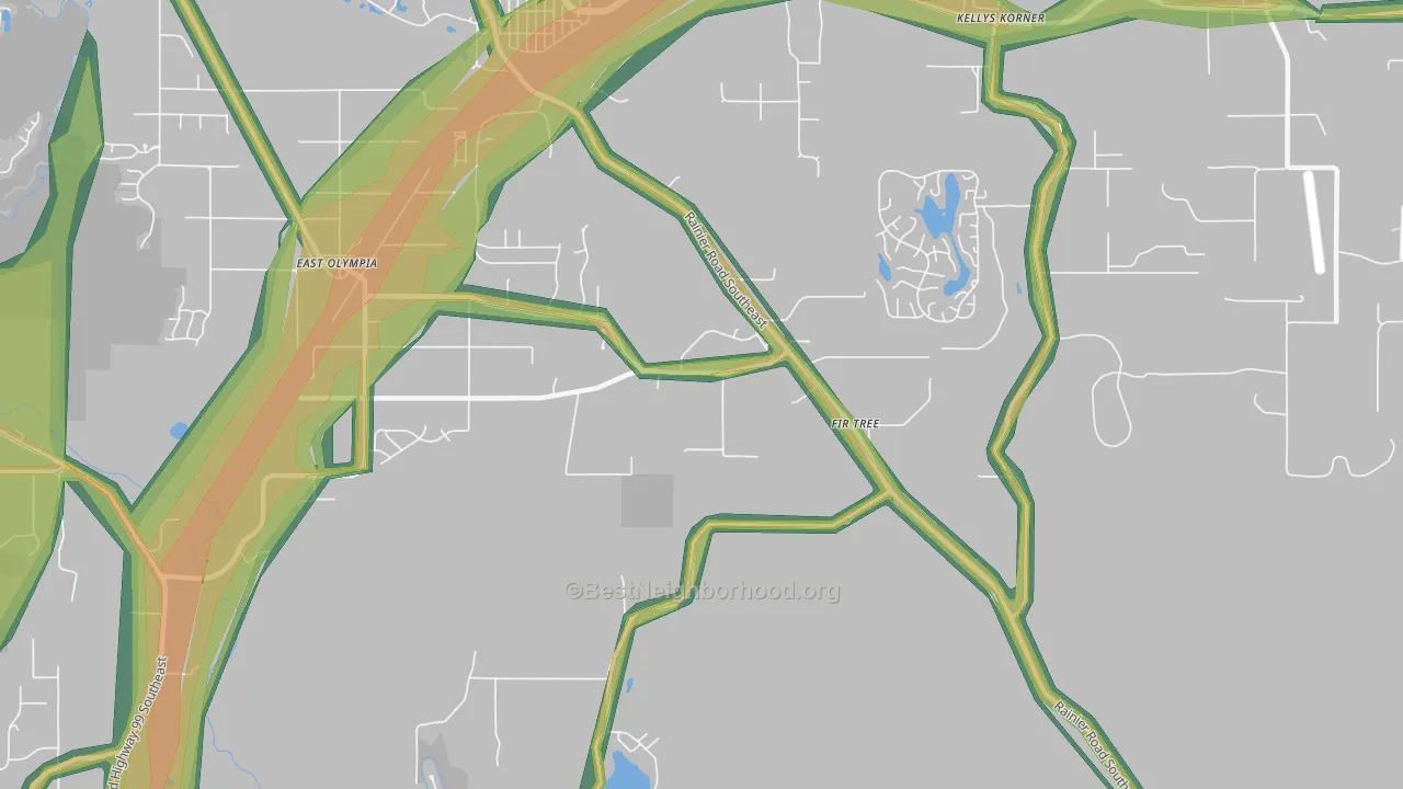 Kellys Korner, WA Map of Noise Levels in Kellys Korner